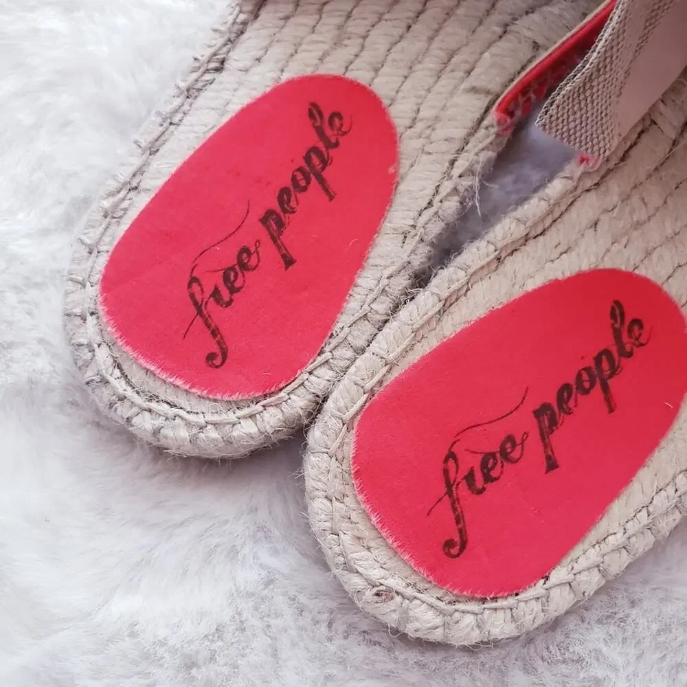 Free People Lolly Lace-Up Espadrille Sandals Coral Red Sample Shoes EU 37 US 7